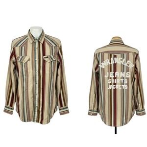 Wrangler Leon Bridges Brush Popper Western Long Sleeve Pearl Snap Shirt XL- AC